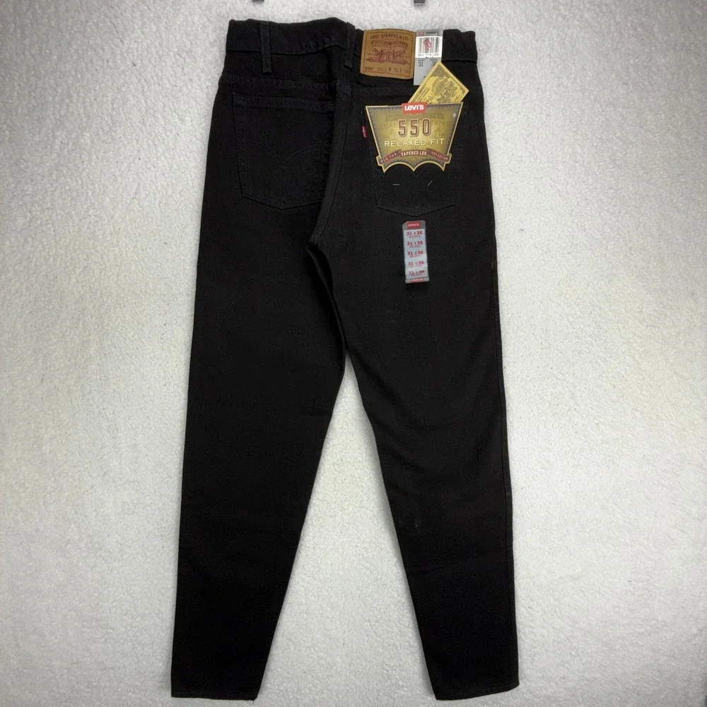 Levis 550 Relaxed Fit Tapered Leg Jeans Mens 31x36 Black Denim USA NOS